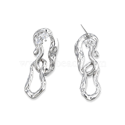 Clear Cubic Zirconia Interlocking Twist Oval Dangle Stud Earrings, Brass Jewelry for Women, Cadmium Free & Nickel Free & Lead Free, Platinum, 37x12mm, Pin: 0.7mm(EJEW-N012-50P)