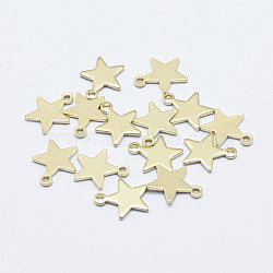 Brass Charms, Long-Lasting Plated, Real 18K Gold Plated, Nickel Free, Star, 11.5x10x0.8mm, Hole: 1mm(X-KK-G331-82G-NF)