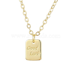 Brass Pendant Necklaces, Cable Chain for Women, Rectangle, Golden, 16.46 inch(418mm)(NJEW-JN04797)