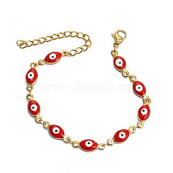 Evil Eye Stainless Steel Enamel Link Chain Bracelet, Red, no size(RG3833-5)