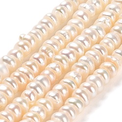 Natural Cultured Freshwater Pearl Beads Strands, Grade 3A+, Rondelle, Moccasin, 5~5.5x3~4mm, Hole: 0.8mm, about 99pcs/strand, 13.78''(35cm)(PEAR-J007-01)