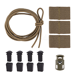 Rubber National Flag Strap. Multi-Functional Outdoor Tactical Vest Backpack Accessories, with Nylon Findings and Plastic Clasp & Zipper Pull Cord Ends, Coffee, 3.5mm(AJEW-OC0014-97A)