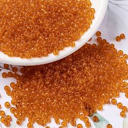 MIYUKI Round Rocailles Beads, Japanese Seed Beads, 8/0, (RR138) Transparent Orange, 8/0, 3mm, Hole: 1mm, about 422~455pcs/10g(X-SEED-G008-RR0138)