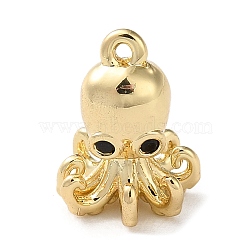 Brass Rhinestone Pendant, Marine Animal Charm, Golden, Octopus, 10.5x7.5x8mm, Hole: 0.8mm(KK-H450-01E-G)