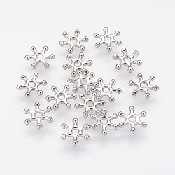 CCB Plastic Beads, Snowflake, Platinum, 9x2mm, Hole: 2mm(CCB-J035-042P)