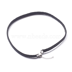 Waxed Polyester Cord Necklaces Making, with 304 Stainless Steel Lobster Claw Clasps, Black, 16-1/8 inch(41cm), 8mm(NJEW-Z011-01)