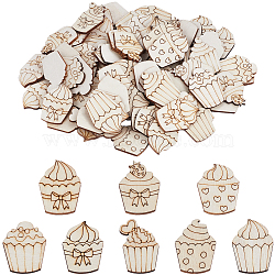 4 Sets Unfinished Wood Cutouts Ornaments, Antique White, Food, 29.5x21~23.5x2.5mm(WOOD-SC0001-91D)