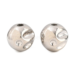 Brass Beads, Irregular Round, Rack Plating, Long-Lasting Plated, Lead Free & Cadmium Free, Platinum, 13x12.5x13mm, Hole: 3mm(KK-CBA5CB0-46P)