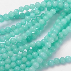Natural & Dyed White Jade Beads Strands, Imitation Amazonite, Round, 6mm, Hole: 0.8mm, 15~16 inch/strand, about 61 pcs/strand(X-GSR6mmC055)