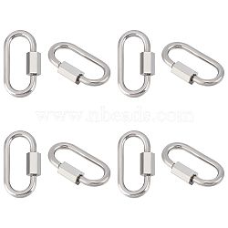 304 Stainless Steel Screw Carabiner Lock Charms, for Necklaces Making, Oval, Stainless Steel Color, 21x11x4mm, 8pcs/box(STAS-UN0050-89P)