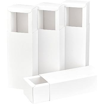 Paper Cardboard Boxes, Essential Oil Packing Box, Gift Box, Rectangle, White, 12.4x5.5x3.9cm, Inner Diameter: 10.6x3.6x3.5cm, Unfold: 29.7x22.9x0.1cm and 12.4x9x0.1cm, 2pcs/set