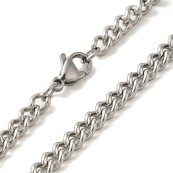 201 Stainless Steel Cuban Link Chain Necklaces, Stainless Steel Color, 22.32 inch(56.7cm)