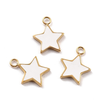 Ion Plating(IP) 316 Surgical Stainless Steel Charms, Star, Real 24K Gold Plated, 13x11x1.5mm, Hole: 1.8mm