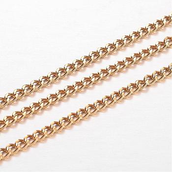 Ion Plating(IP) 304 Stainless Steel Curb Chains, Unwelded, for Jewelry Making, Golden, 3x2x0.6mm, about 32.8 Feet(10m)/card