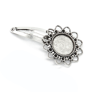 Alloy Snap Hair Clip Finding, Cabochon Settings, Antique Silver, Inner Diameter: 20mm