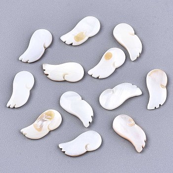 Natural Freshwater Shell Cabochons, Wing, Seashell Color, 14x7x2mm