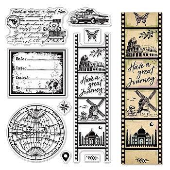 PVC Plastic Stamps, for DIY Scrapbooking, Photo Album Decorative, Cards Making, Stamp Sheets, Travel Themed, 160x110x3mm