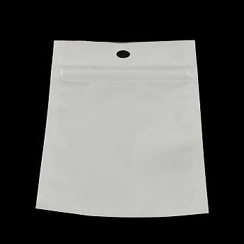 Pearl Film Plastic Zip Lock Bags, Resealable Packaging Bags, with Hang Hole, Top Seal, Self Seal Bag, Rectangle, White, 19.5x12cm, inner measure: 16x11cm