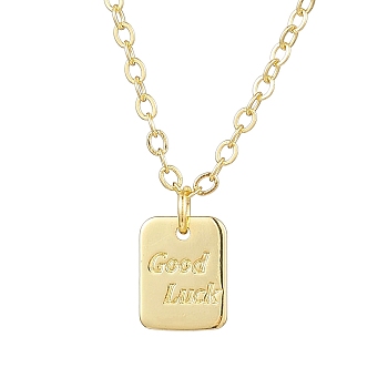Brass Pendant Necklaces, Cable Chain for Women, Rectangle, Golden, 16.46 inch(418mm)