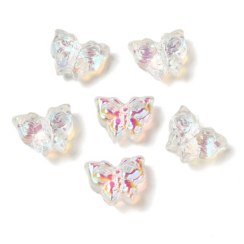 UV Plating Transparent Glass Beads, Butterfly, Clear, 12x15x6mm, Hole: 1mm