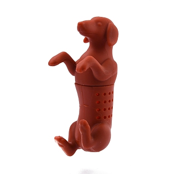 Silicone Tea Infuser, Dog Creative Animal Tea Strainer, for Tea Lovers, Saddle Brown, 39x49x107.8mm, Inner Diameter: 26mm