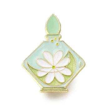 Four Seasons Vase Light Cyan Enamel Pins, Alloy Brooch for Clothes, Golden, Flower, 31x23.5mm