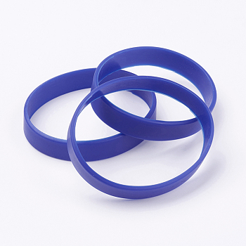Silicone Wristbands Bracelets, Cord Bracelets, Dark Blue, 2-1/2 inch(63mm), 12x2mm