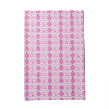 PU Leather Fabric, Garment Accessories, for DIY Crafts, Fruit Pattern, Pink, 30x20x0.1cm