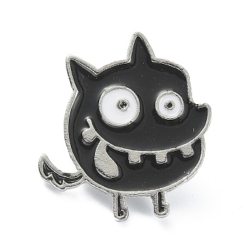 Halloween Theme Alloy Brooches, Enamel Pins, Monster, 25x23.5x1.5mm