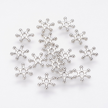 CCB Plastic Beads, Snowflake, Platinum, 9x2mm, Hole: 2mm