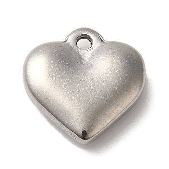 304 Stainless Steel Pendants, Heart Charms, Stainless Steel Color, 12.5x12x3.5mm, Hole: 1.5mm