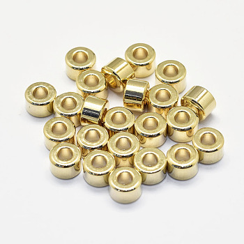Long-Lasting Plated Brass Beads, Real 18K Gold Plated, Nickel Free, Column, 6x4mm, Hole: 3mm