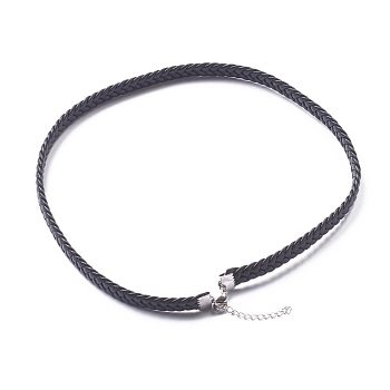 Waxed Polyester Cord Necklaces Making, with 304 Stainless Steel Lobster Claw Clasps, Black, 16-1/8 inch(41cm), 8mm