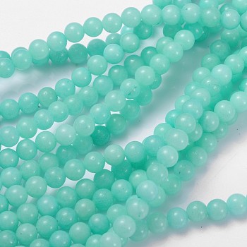 Natural & Dyed White Jade Beads Strands, Imitation Amazonite, Round, 6mm, Hole: 0.8mm, 15~16 inch/strand, about 61 pcs/strand