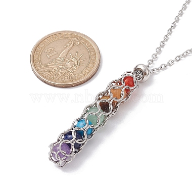 Natural Mixed Gemstone Chakra Theme Necklace(NJEW-JN04576-01)-5