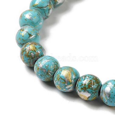 Brins de perles de camouflage synthétiques teintes turquoise(G-E594-24O-A)-4