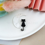 Opaque Acrylic Pendants, Black Cat Sitting on the Crescent Moon Charms, for Jewelry Necklace Earring Making Crafts, Black, 35x26mm(FIND-SZC0010-499)