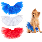 3Pcs 3 Colors Polyester Pet Dog Tutu Skirt, Gauze Dress, Mixed Color, 175x150x14mm, 1pc/color(AJEW-FH0006-75)