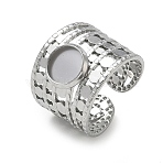 304 Stainless Steel Cuff Ring Components, Round Bezel Pad Ring Setting, Stainless Steel Color, 17mm,18mm, Tray Size: 8mm(SA-CBA37BC-15A-P)