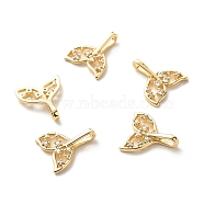 Eco-Friendly Brass Clear Micro Pave Cubic Zirconia Pendants, Lead Free & Cadmium Free, Fish Tail, Real 18K Gold Plated, 18x16x4.5mm, Hole: 6x2.9mm(X-KK-G405-02G-RS)