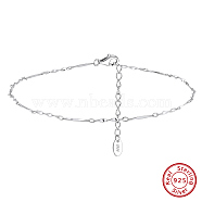 925 Sterling Silver Anklet, Real Platinum Plated, 8-1/2 inch(21.5cm)(AJEW-Z029-17P)