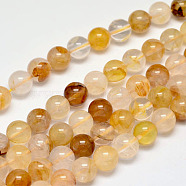 Natural Yellow Hematoid Quartz Round Beads Strands, Ferruginous Quartz, 10mm, Hole: 1mm, about 37pcs/strand, 15 inch(G-F266-09-10mm)