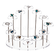 3-Layer Rotating Acrylic Ring Display Stands, Oval & Flat Round, White, 11.95x20x15cm(ODIS-WH0027-015)