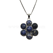 Natural Blue Spot Jasper Flower Pendant Necklace(FO7861-4)