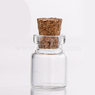 Mini High Borosilicate Glass Bottle Bead Containers, Wishing Bottle, with Cork Stopper, Column, Clear, 1.3x1.8cm, Capacity: 1ml(0.03fl. oz)(BOTT-PW0001-263A)