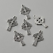 Irish Tibetan Style Alloy Pendants, Cross, Antique Silver, 29.5x17x2.5mm, Hole: 1.6mm(FIND-CJC0009-49)