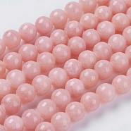 Natural Yellow Jade Beads Strands, Dyed, Round, Dark Salmon, 8mm, Hole: 1mm, about 50pcs/strand, 15.75 inch(G-G598-8mm-YXS-02)