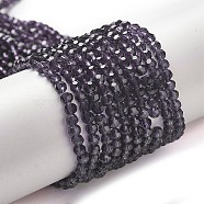 Transparent Glass Beads Strands, Faceted(32 Facets), Round, Purple, 3~3.5mm, Hole: 0.6mm, about 174~175pcs/strand, 21.18~21.34 inch(53.8~54.2cm)(EGLA-A035-T3mm-D15)
