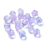 Transparent Glass Beads, with Glitter Powder, Pumpkin, Lilac, 8.5x8mm, Hole: 1.2mm(GLAA-L027-K15)