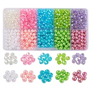 Acrylic Beads Kits, Opaque & Transparent, Bicone & Round, Mixed Color, 4x4mm, Hole: 1mm, about 100~110pcs/color(SACR-YW0001-38)